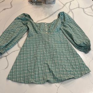 Urban outfitters plaid green and white dress